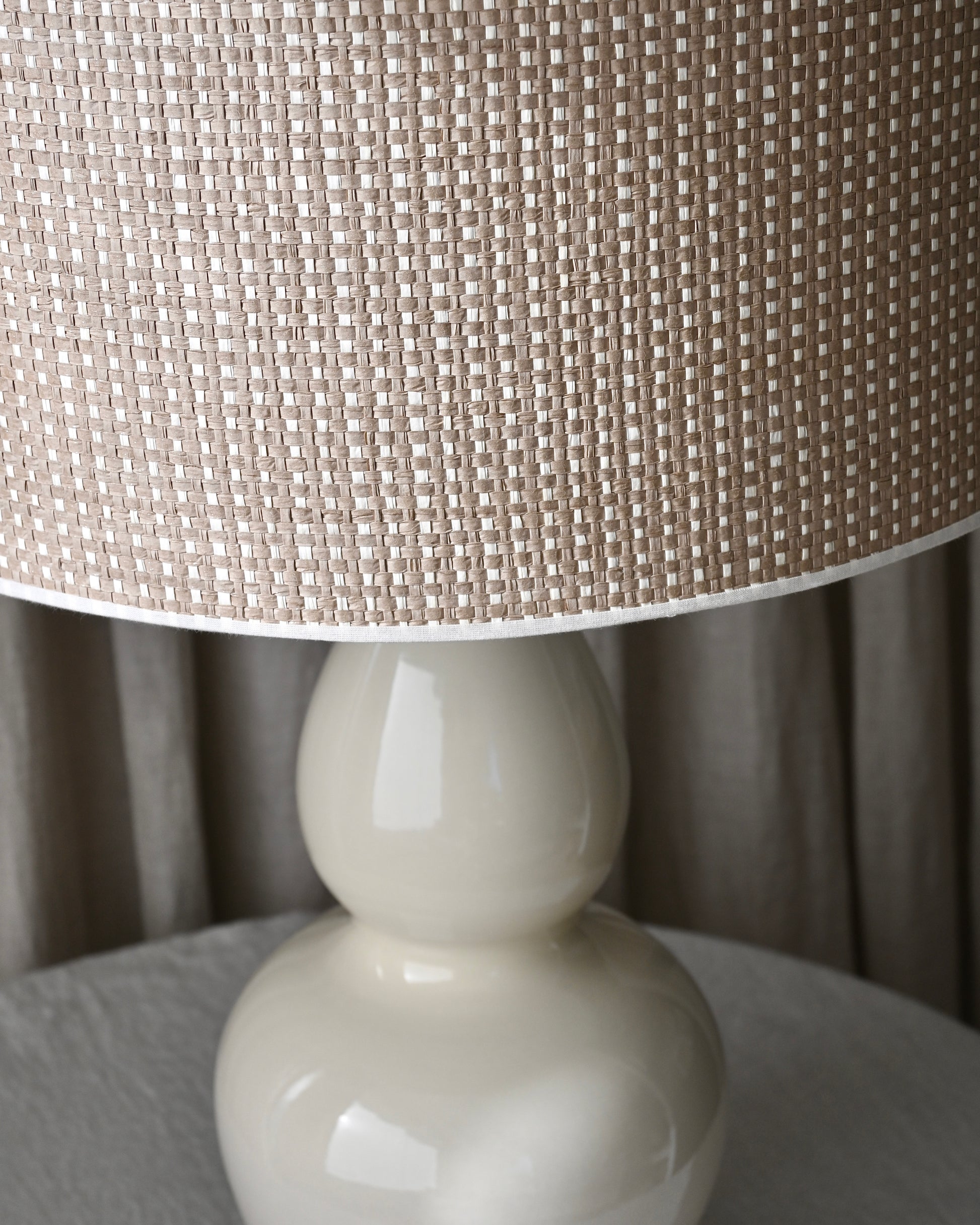 Pantalla de rafia bitono 50Ø x 34h cm