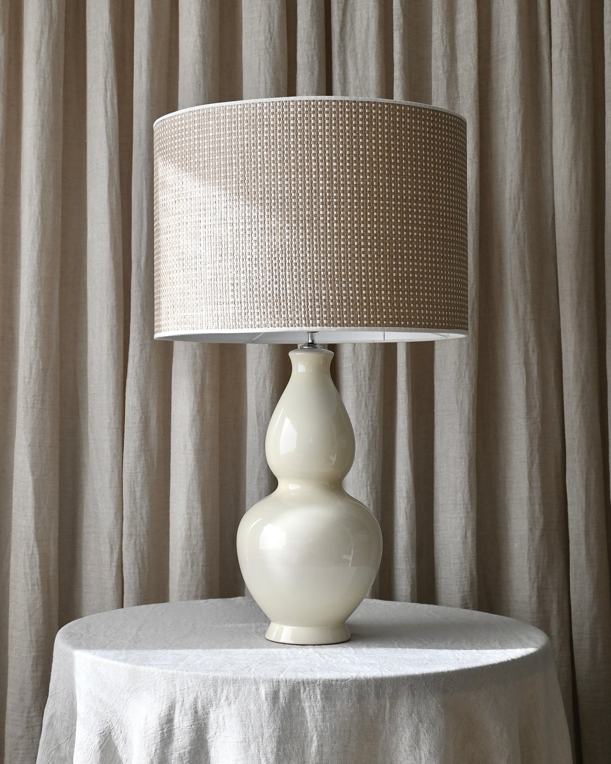 Pantalla de rafia bitono 50Ø x 34h cm