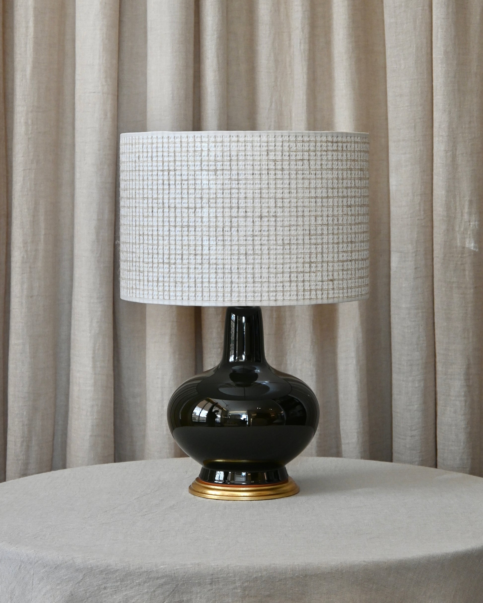 Pantalla de rafia cuadros bicolor