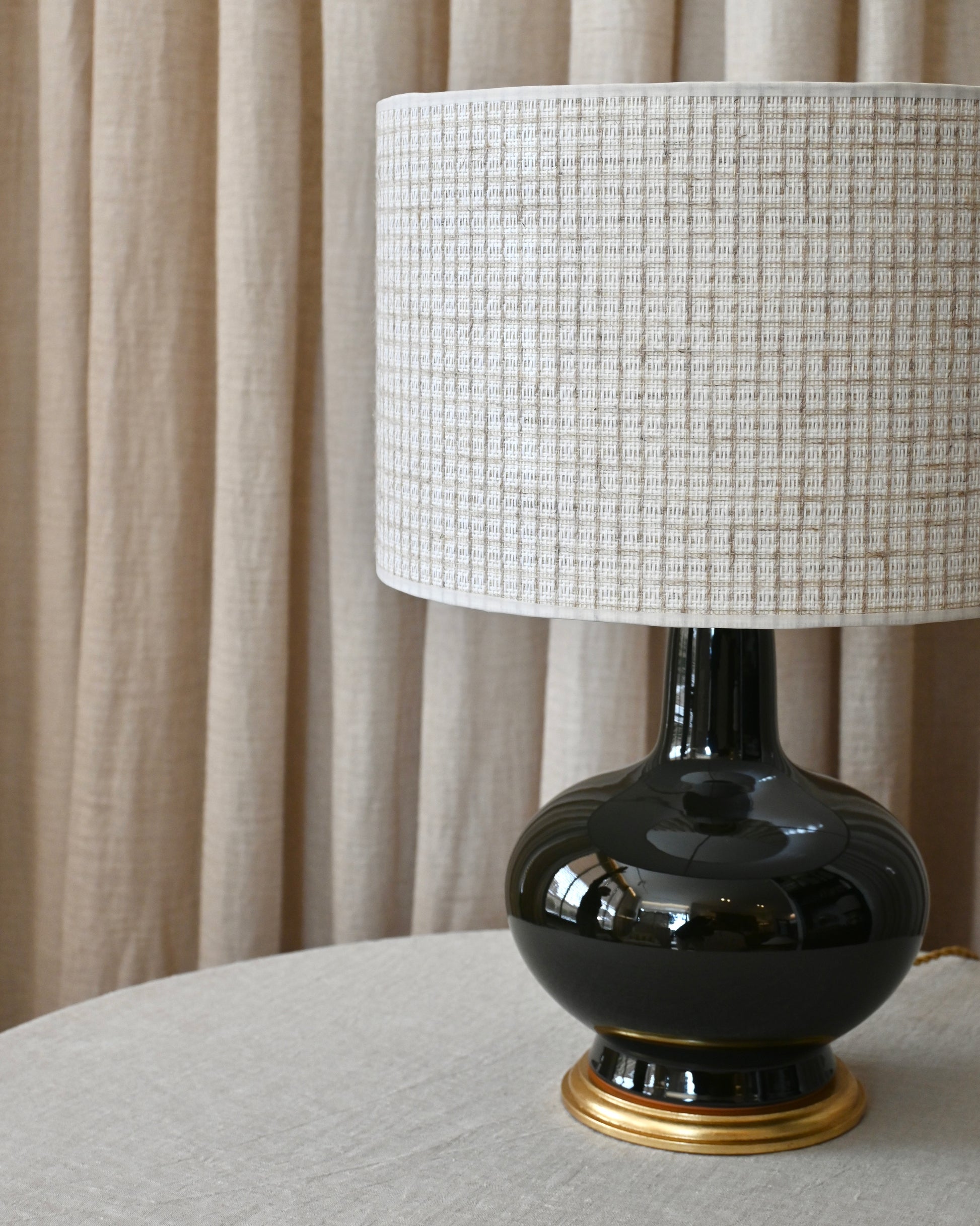 Pantalla de rafia cuadros bicolor