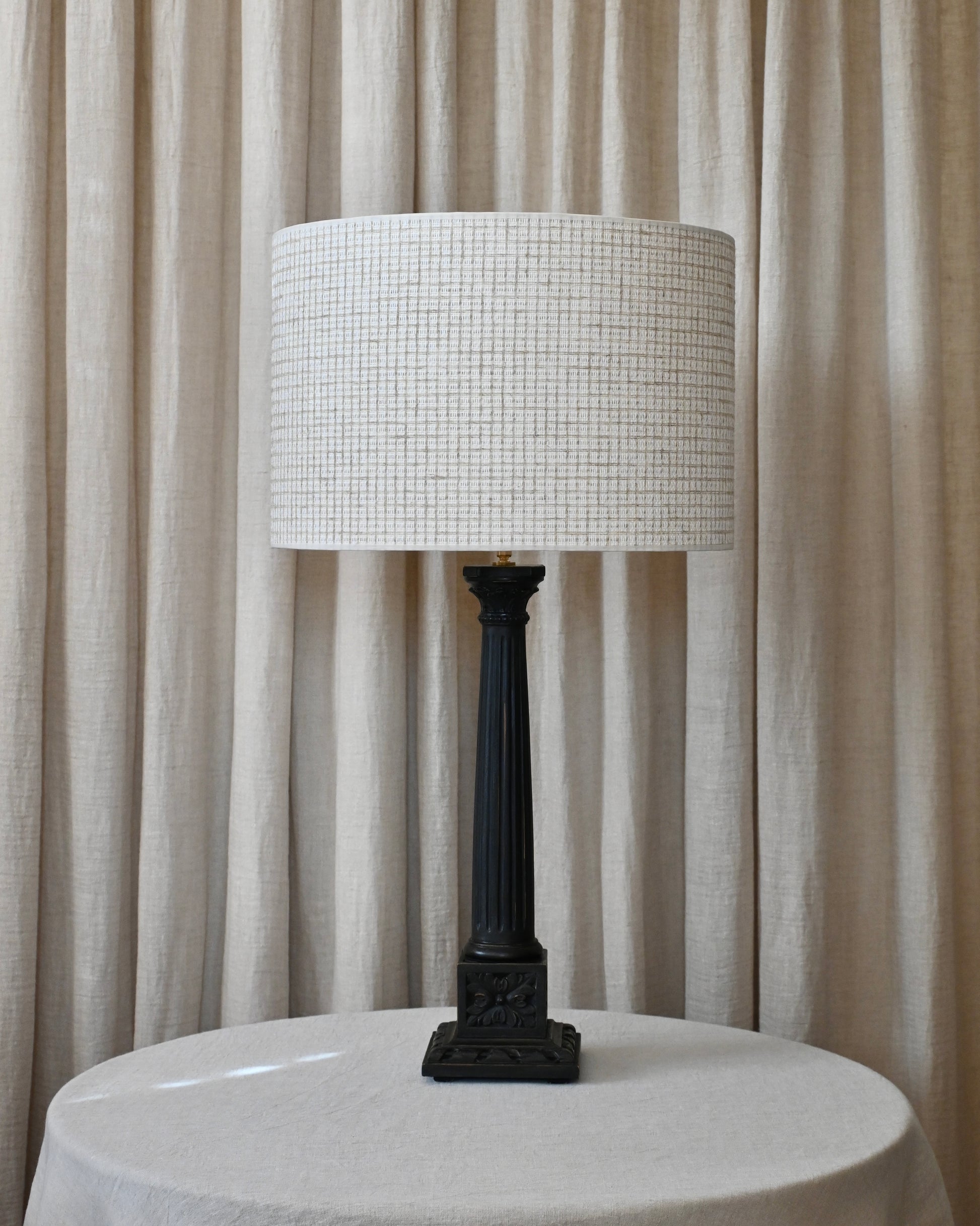 Pantalla de rafia cuadros bicolor