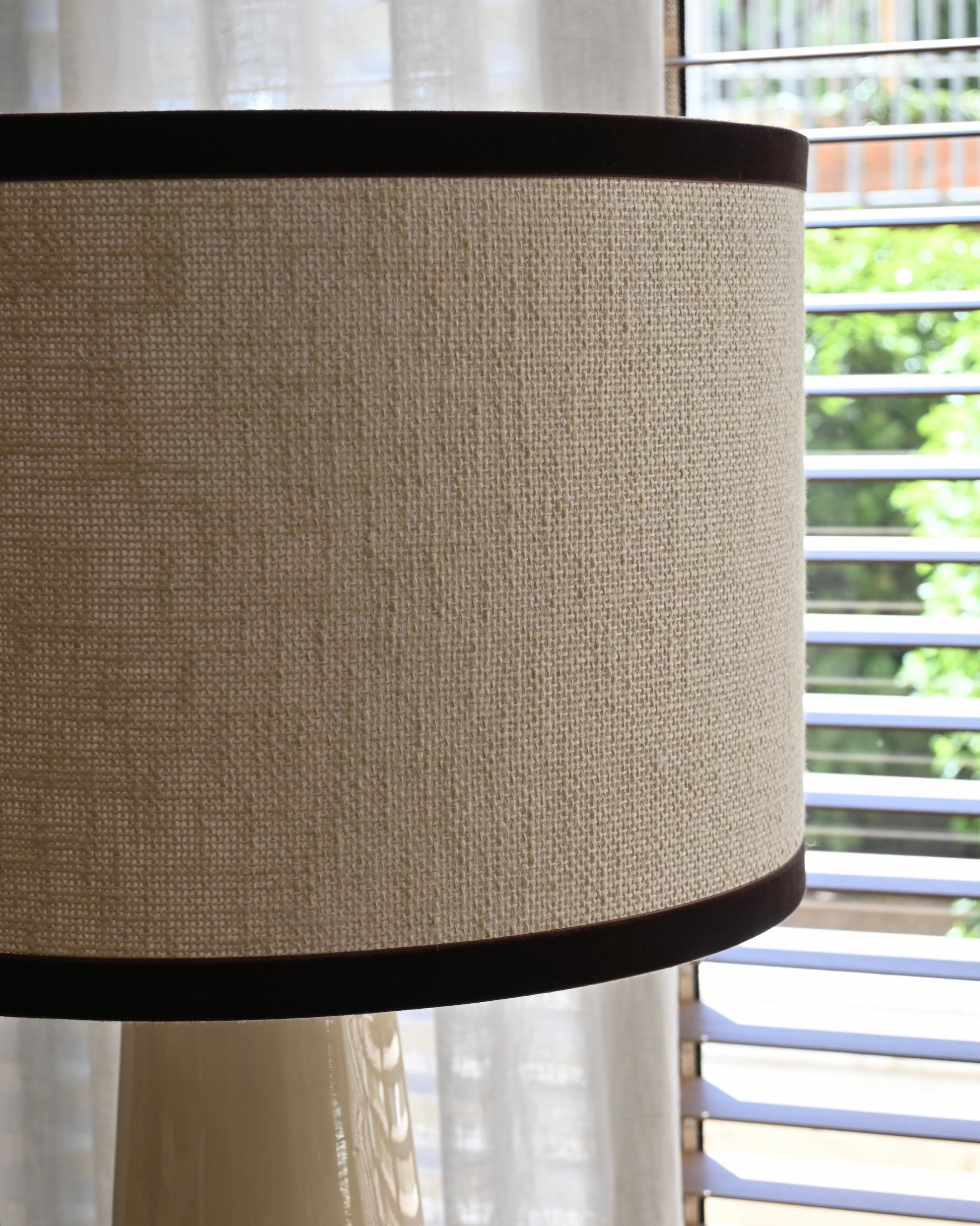 Pantalla saco hielo con terciopelo marrón 45Ø x 30h cm