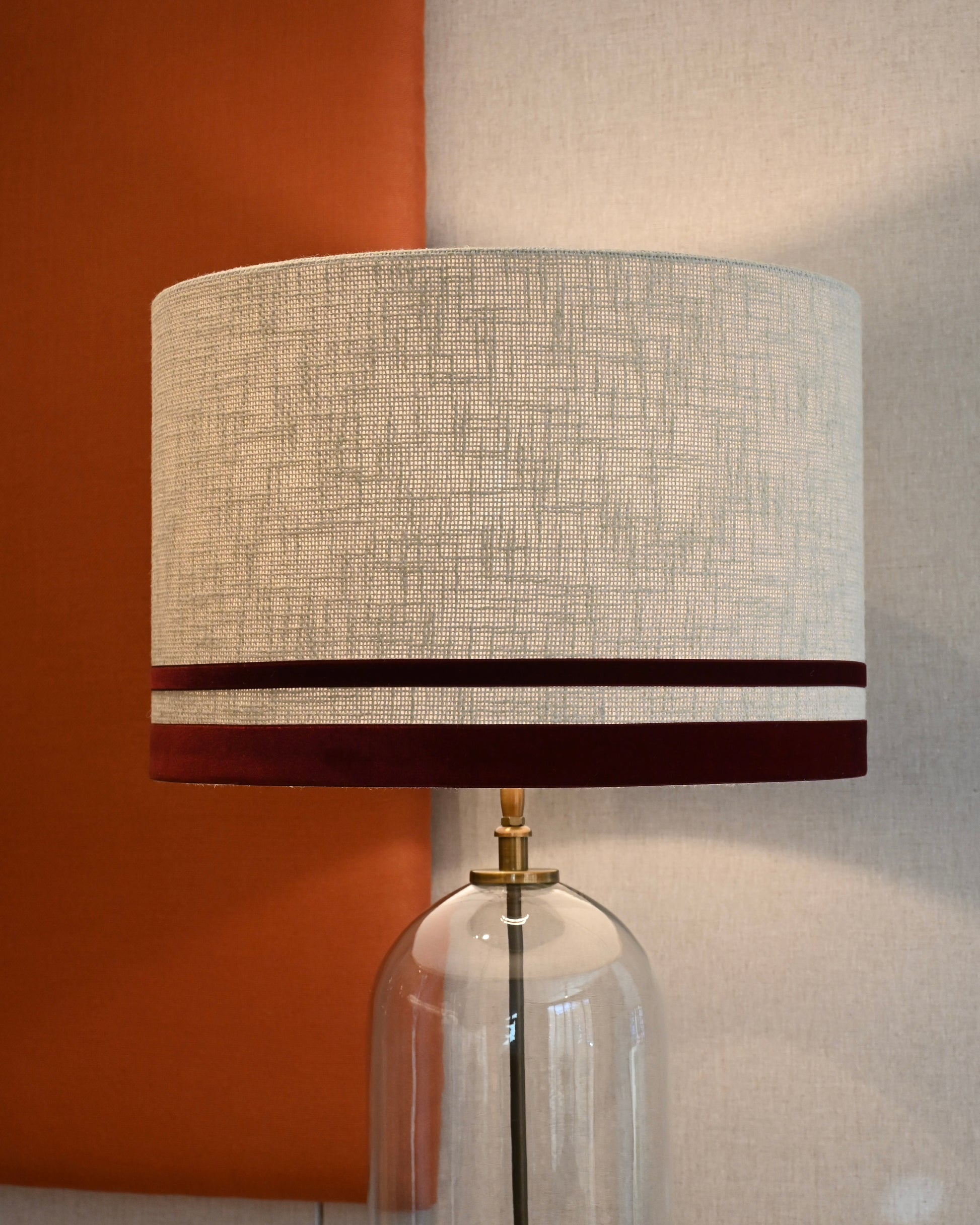 Pantalla saco hielo con terciopelo burdeos 45Ø x 30h cm