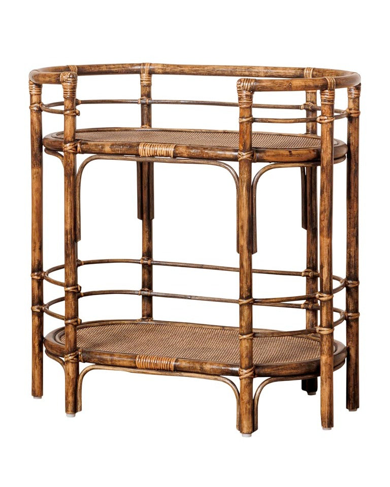 Consola/mueble bar de bambú y ratán