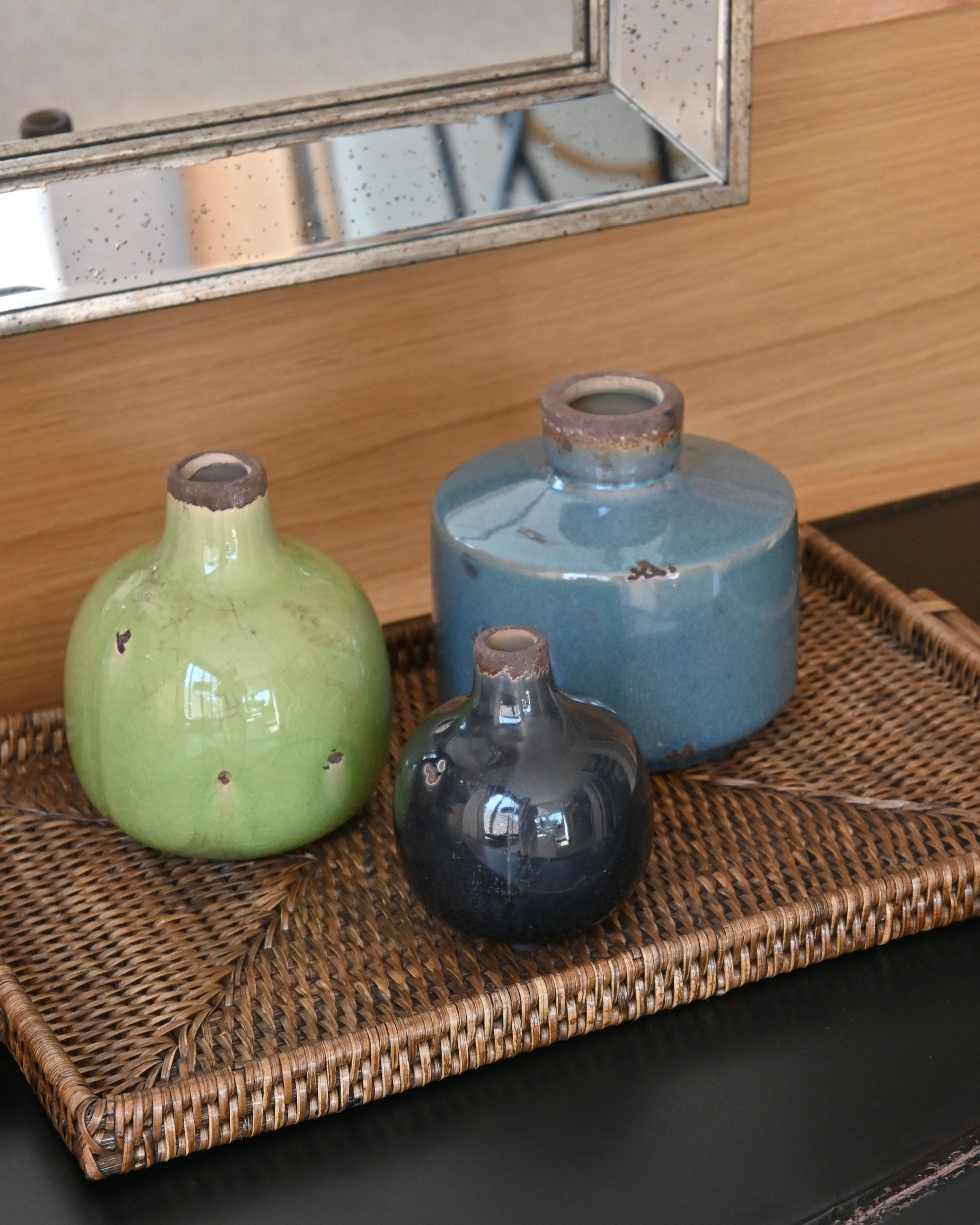 Jarrón Cordoba ceramica azul L