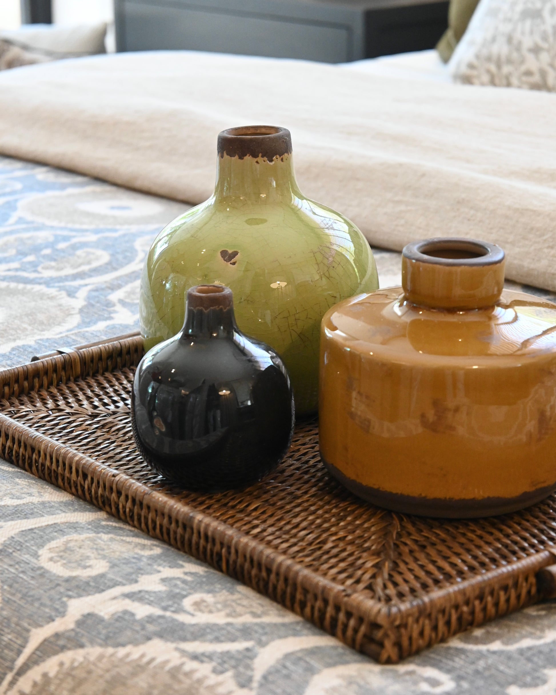 Jarrón Granada ceramica verde L