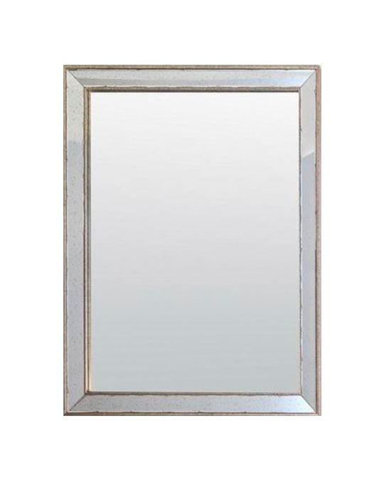 Espejo rectangular con marco en plata vieja